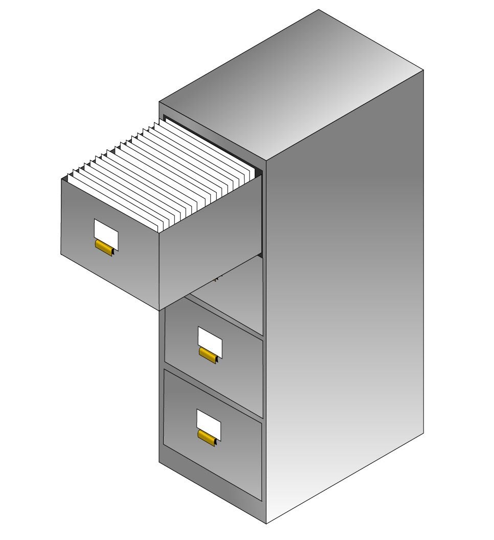 Arquivo de metal isométrico gabinete