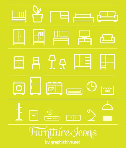 Flat Line Art Furniture Icons Flat Line Art Furniture Icons
