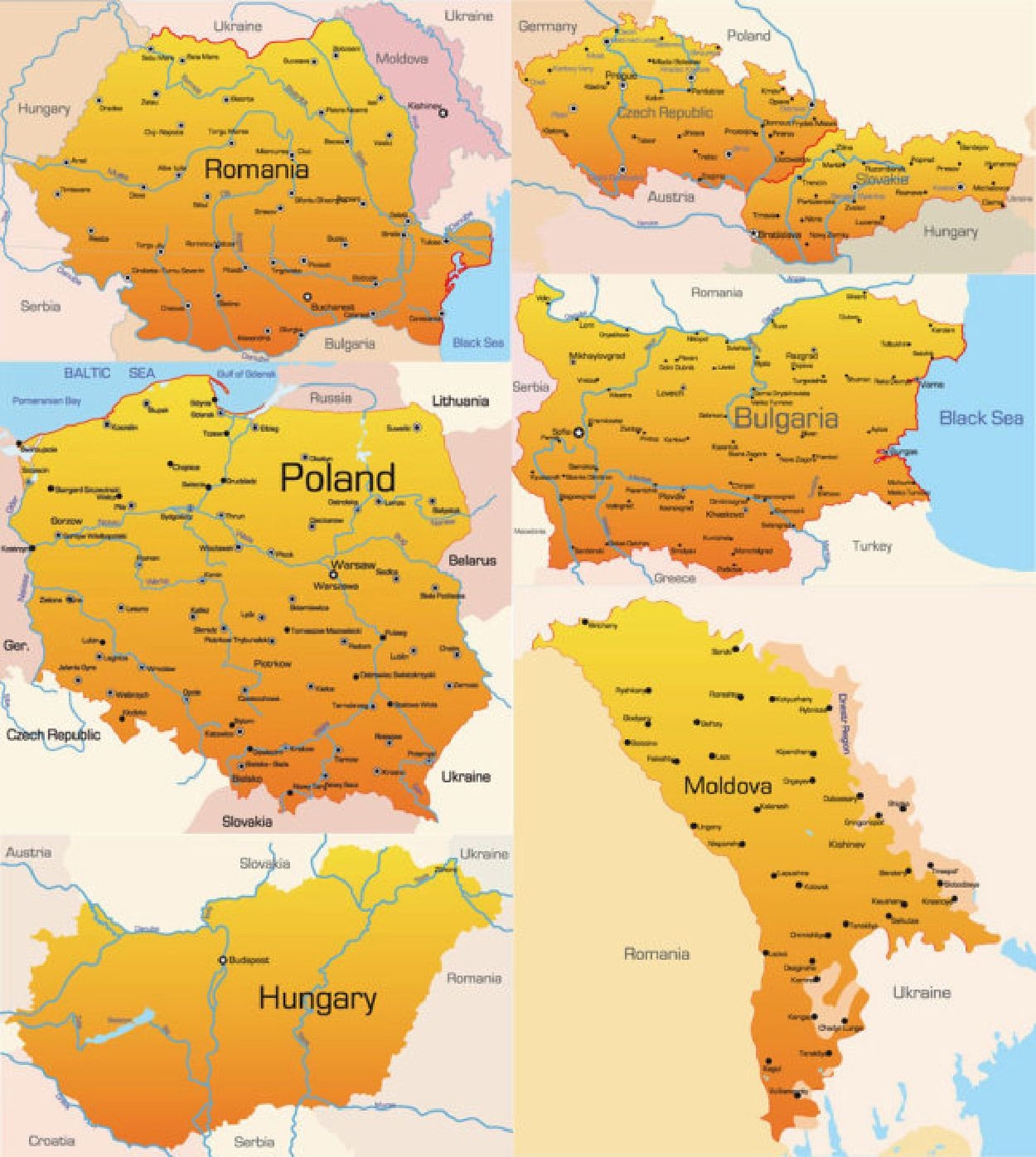 Paquete de mapas de países europeos