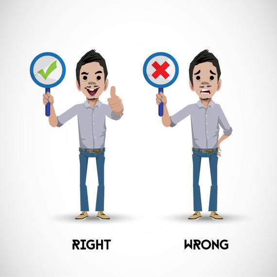Character Showing Right Wrong Signs Character Showing Right Wrong Signs
