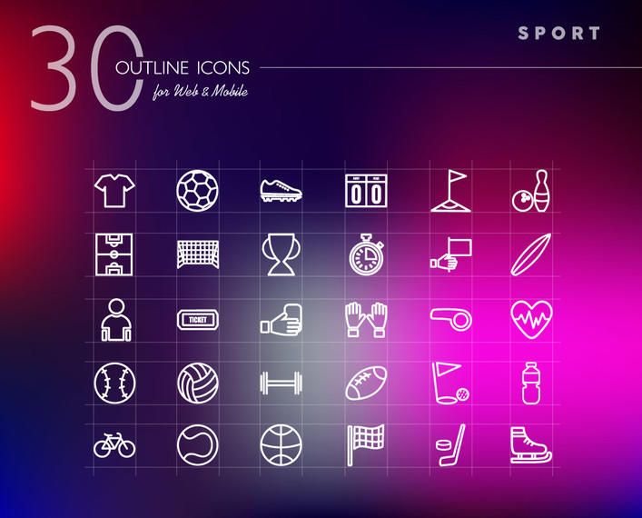 30 Line Art Sport Icons 30 Line Art Sport Icons