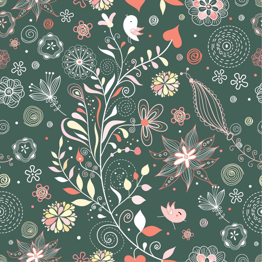 Funky Abstract Vintage Floral Pattern - Vector download