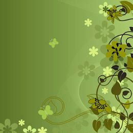 Fundo verde com redemoinhos florais abstratos