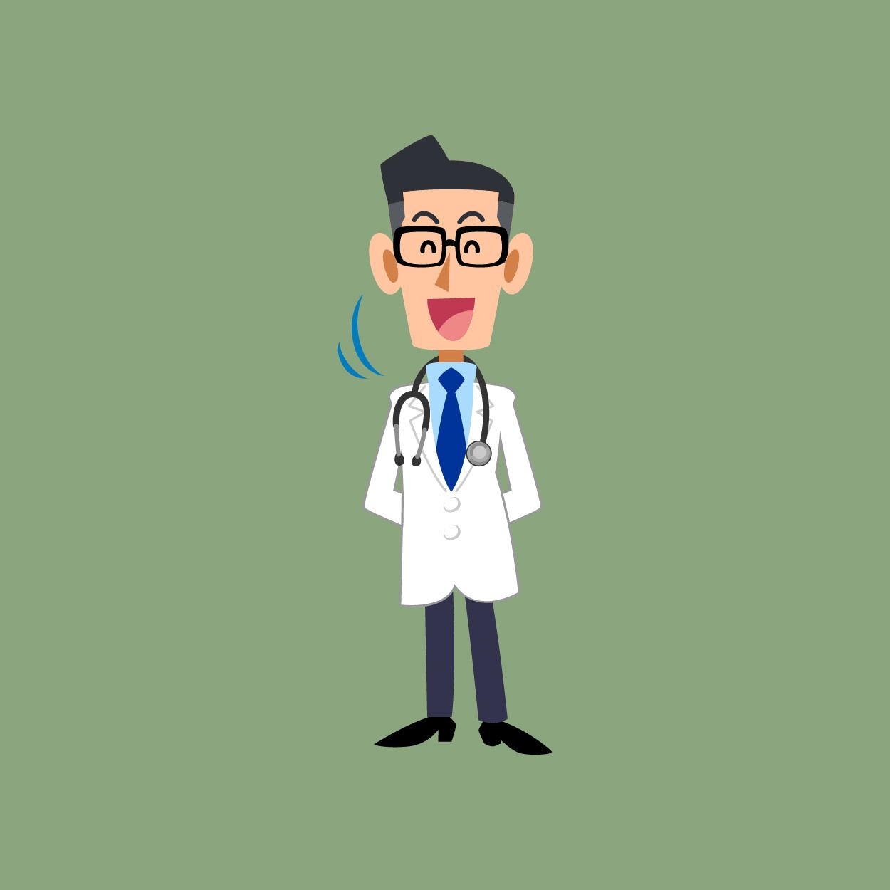 Personaje de dibujos animados de profesión médico sonriente