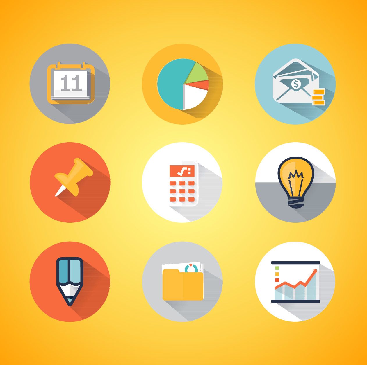 Colorful Diagram & Business Icons