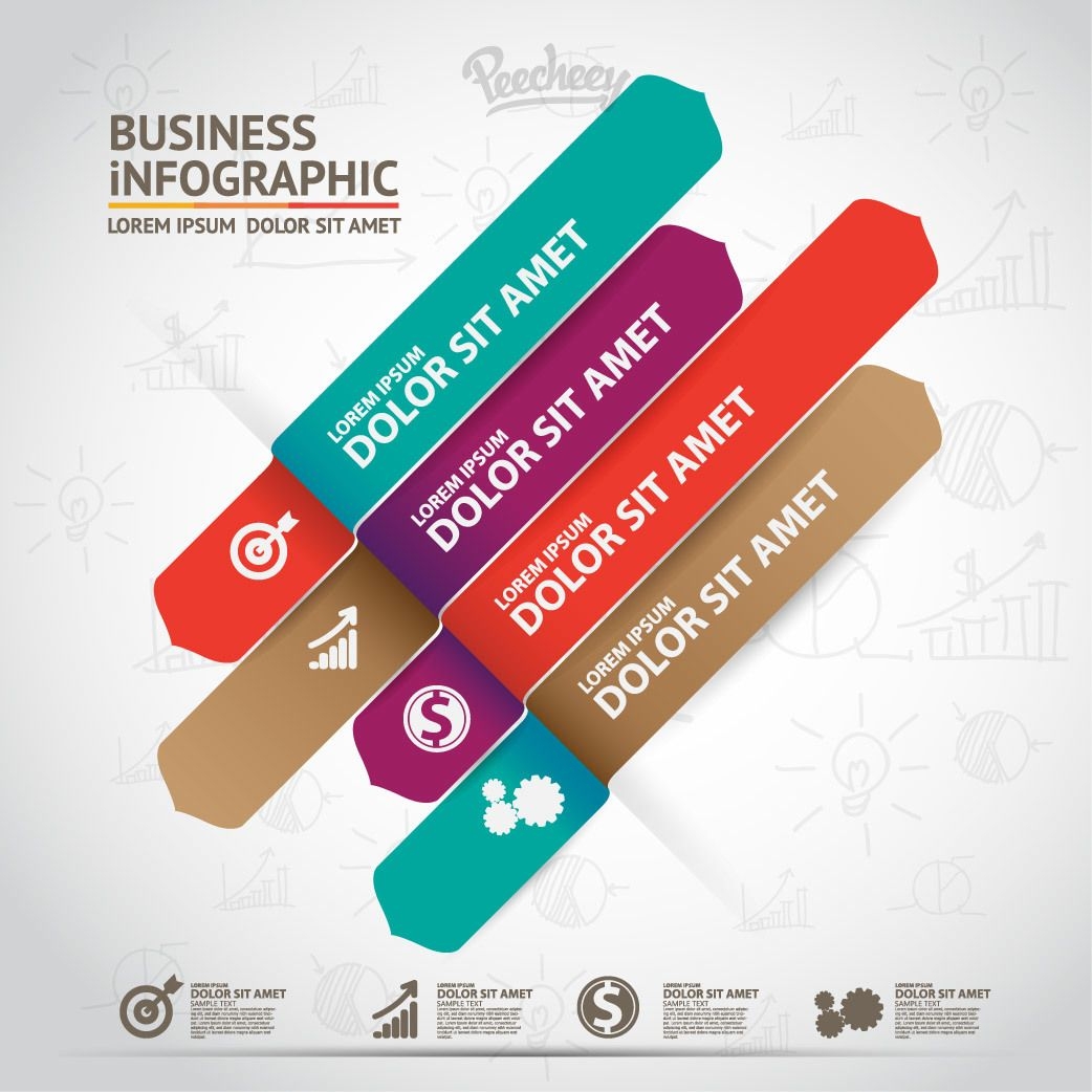 Geschäftsinfografik mit mehrfarbigen Streifen