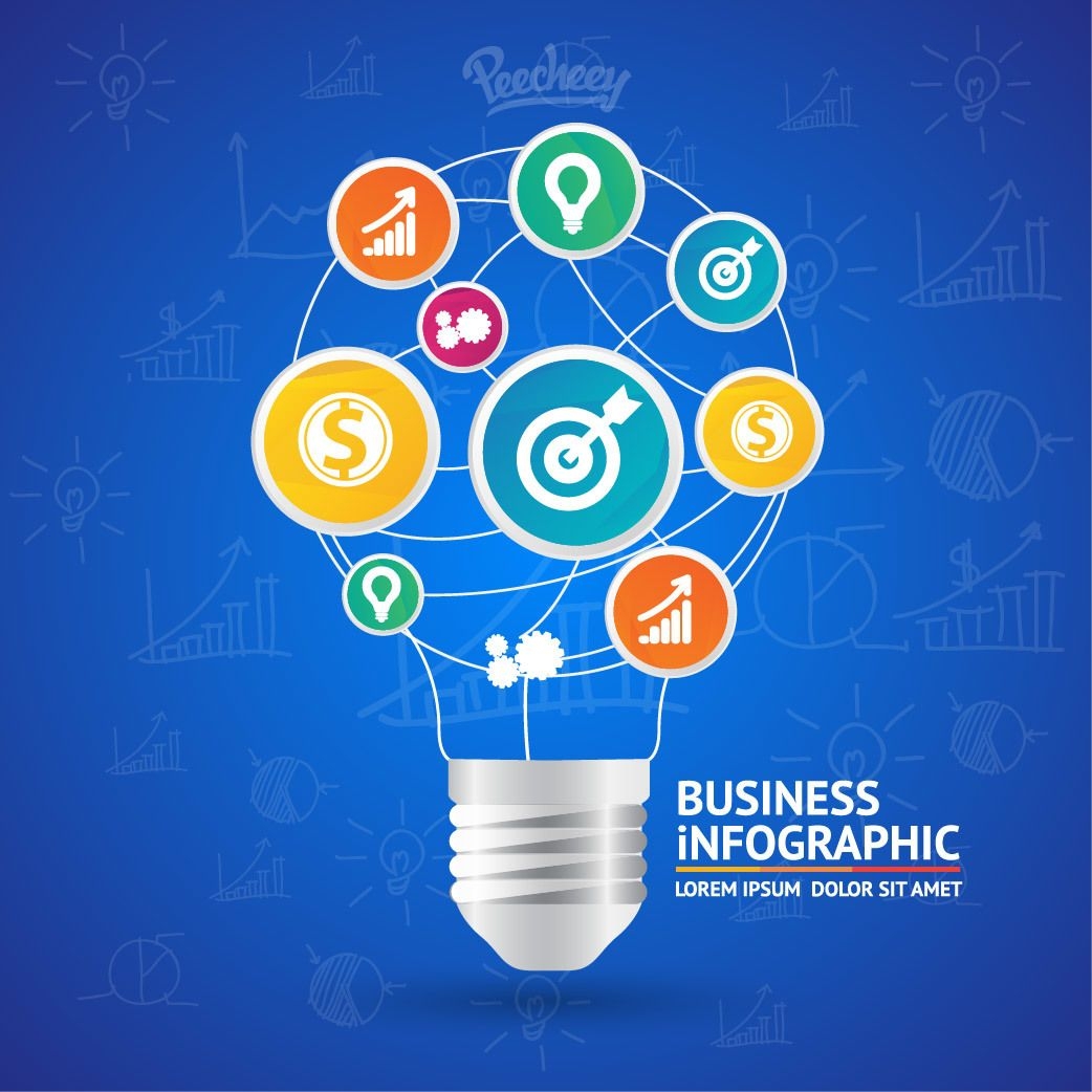 Ideia em formato de lâmpada Infográfico de negócios