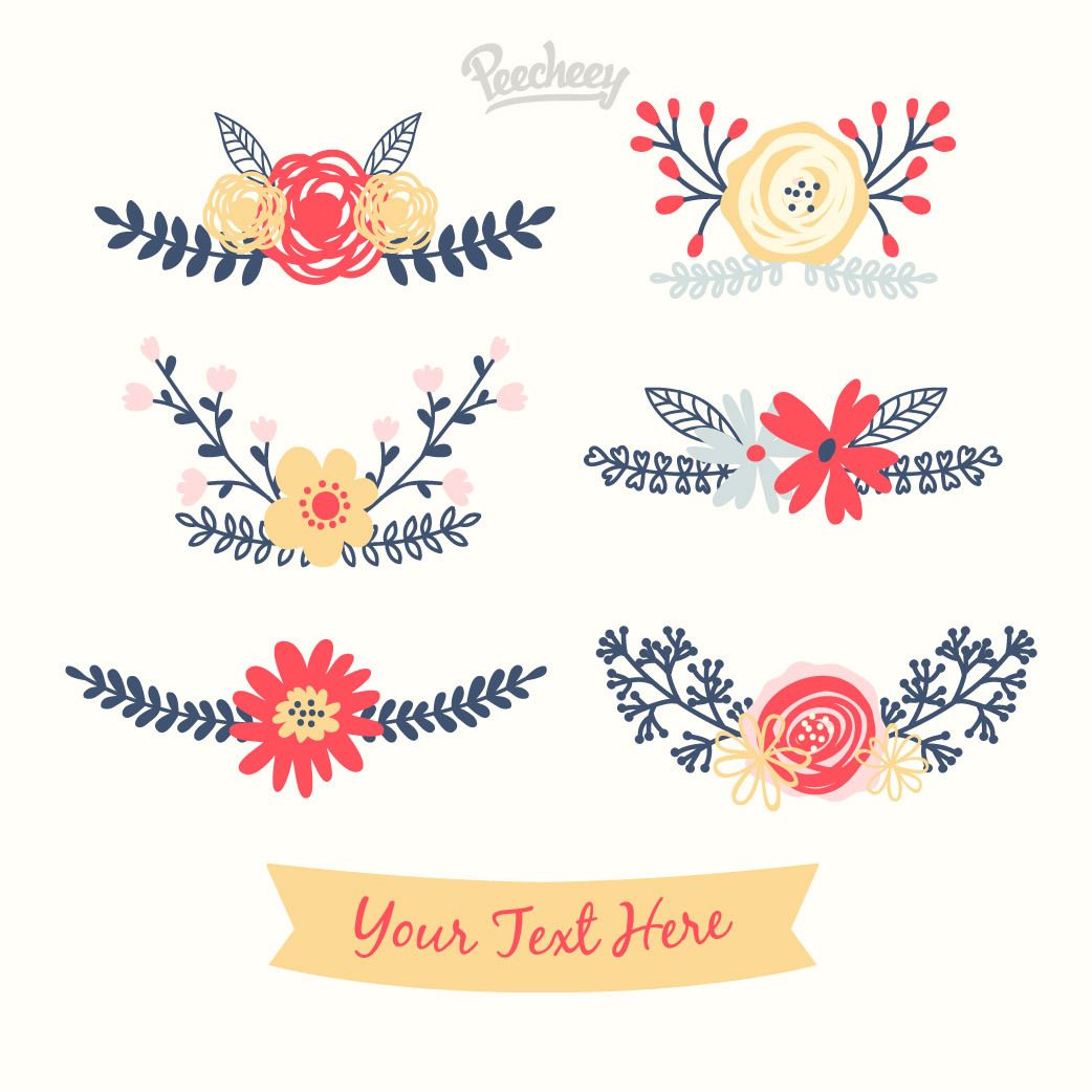 Vintage Abstract Flower Decoration Set - Vector download