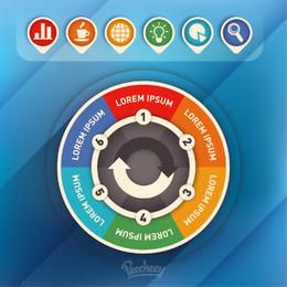 Infografía circular colorida con iconos