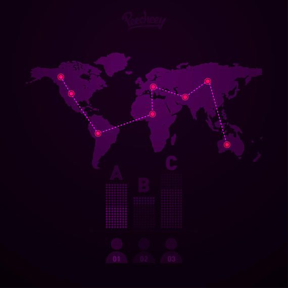 World Map Infographic with Location Marks World Map Infographic with Location Marks