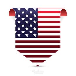 Etiqueta etiquetada bandera americana