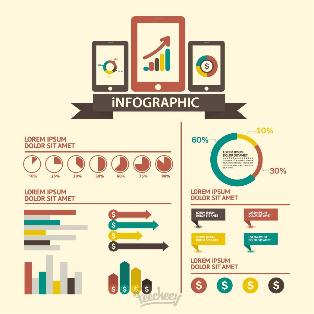 Minimale technologische Retro-Infografik