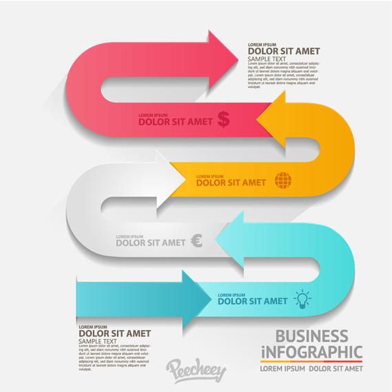 Snaky acenando colorido seta infográfico Snaky acenando colorido seta infográfico