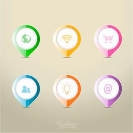 Iconos de puntero de verificación colorida infografía