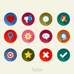 Conjunto de ícones diversos mínimos coloridos