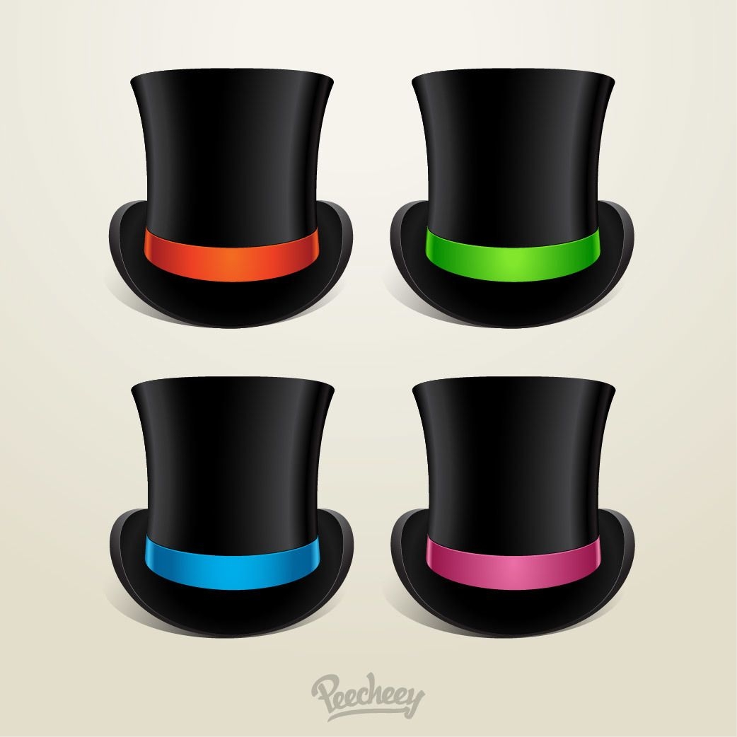 Sombrero cilíndrico con 4 cintas de colores