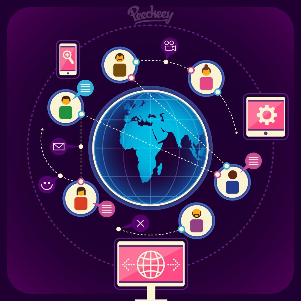 Modern Worldwide Communication Infographic - Vector download