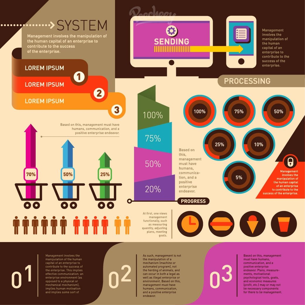 E-Commerce-Shopping Bunte Infografik