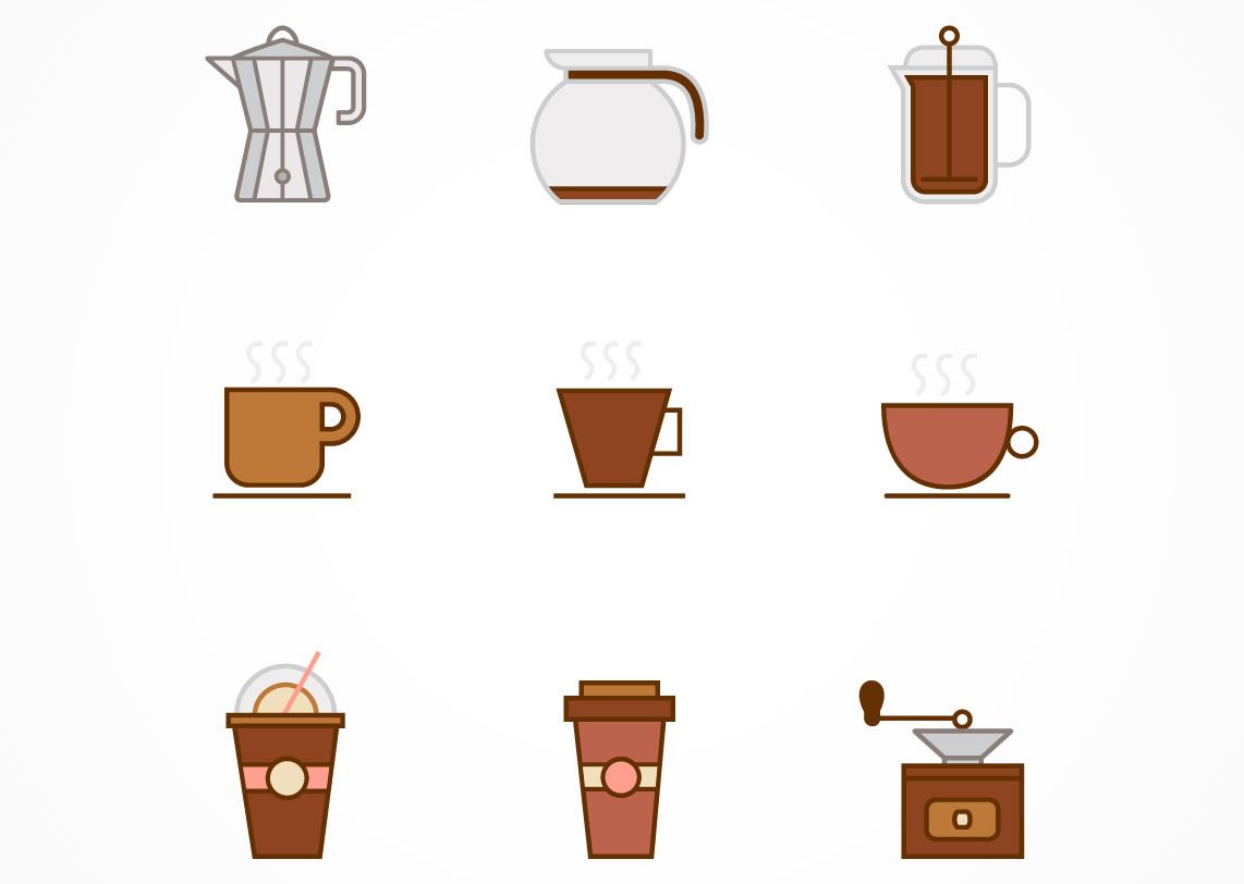 Minimal Coffee Icons Pack Vector download