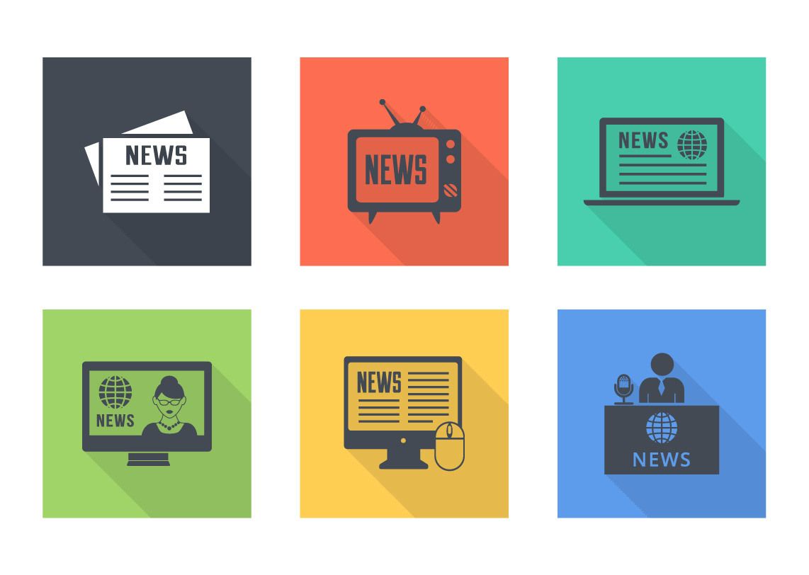 News Vintage Flat Icons Pack Vector Download