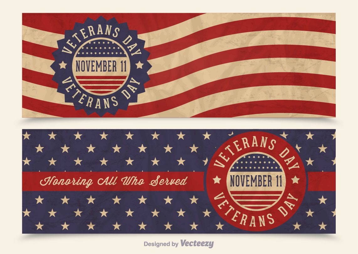 Banners da bandeira dos EUA do Dia dos Veteranos