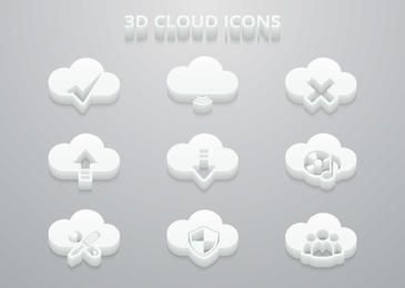 Conjunto de iconos de nube blanca 3D