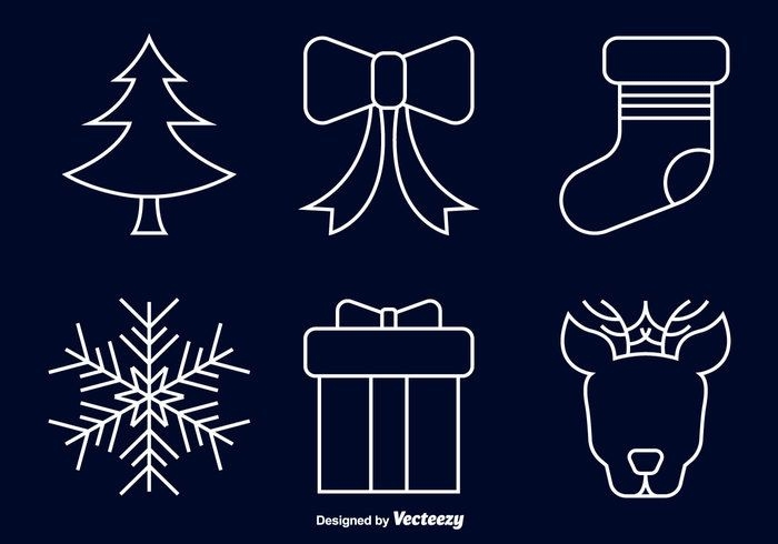 Conjunto de iconos de Navidad de arte lineal