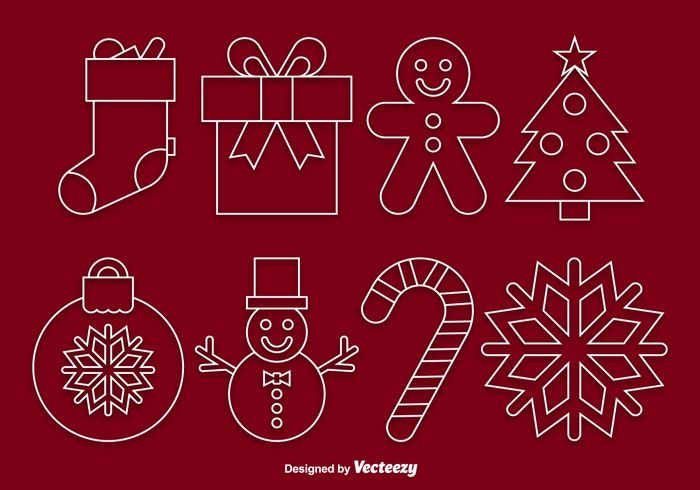 Funky Linear Christmas Icon Set