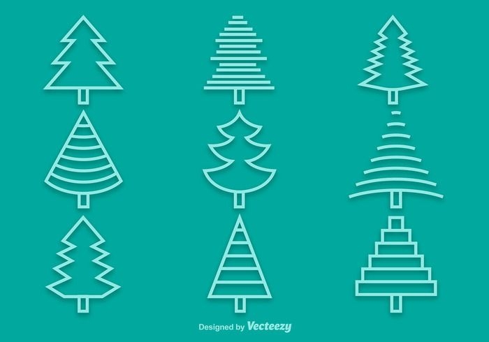 Linear Pine Tree Icon Pack - Vector download