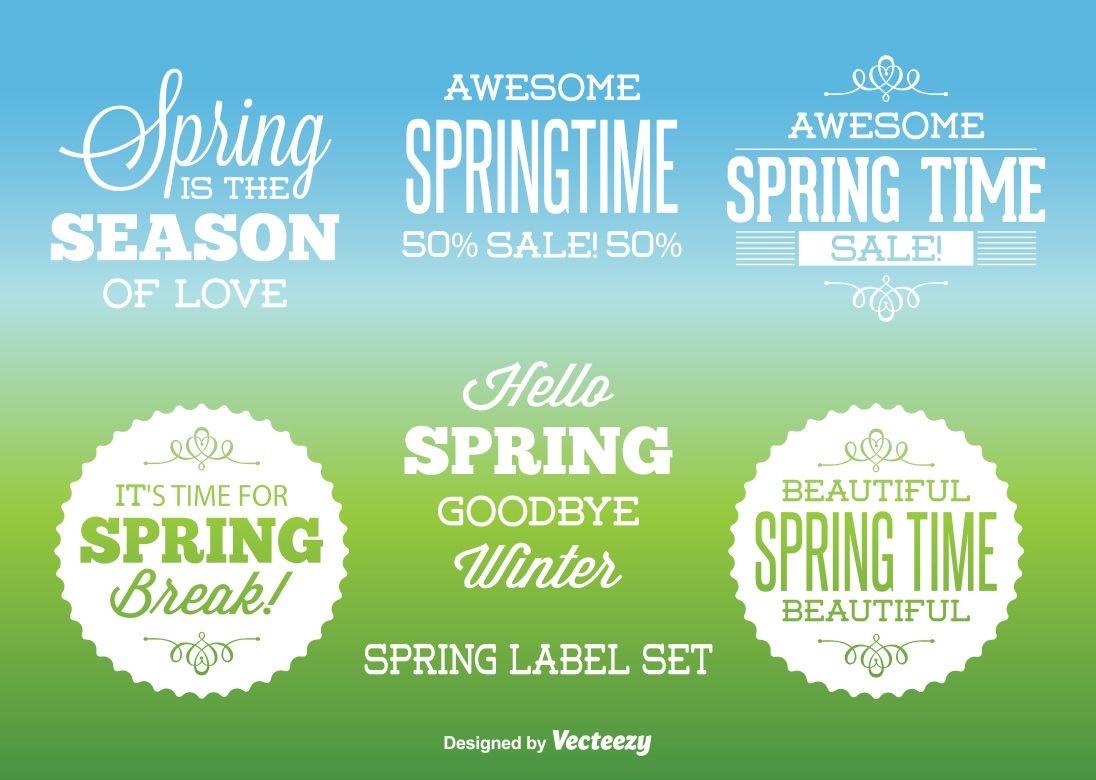Conjunto de etiquetas tipográficas de primavera