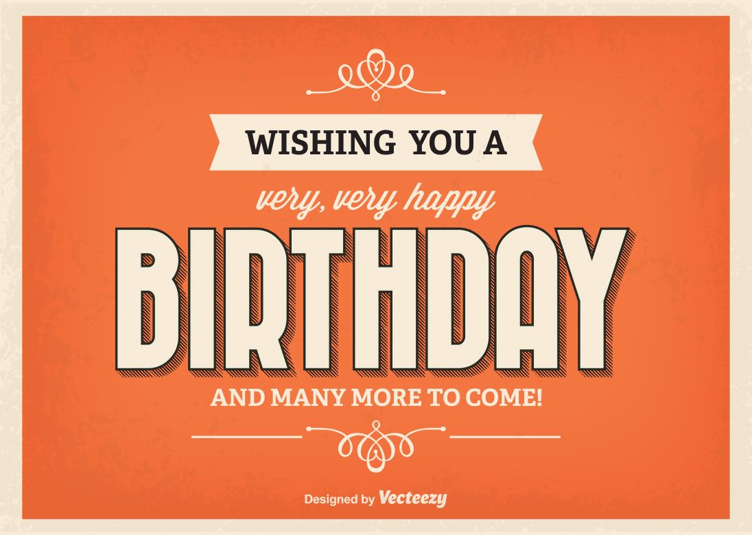 Retro Minimal Birthday Card - Vector download