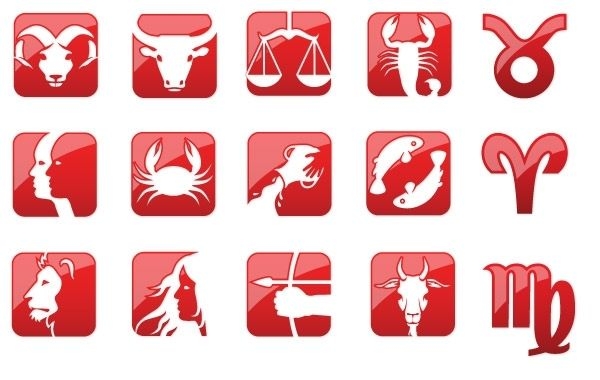 Glänzende Horoskopsymbole