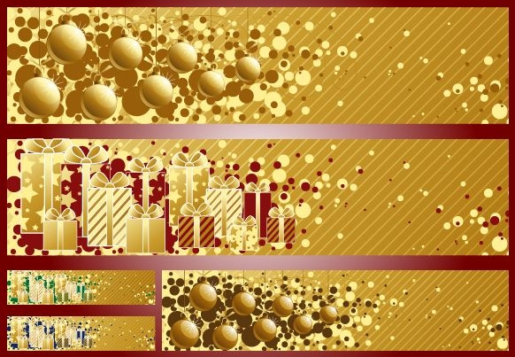 3 pancartas navideñas de rayas doradas