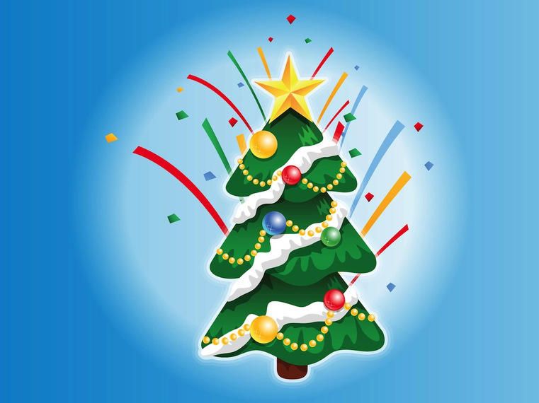 Decorated Christmas Tree Cartoon - Vector download