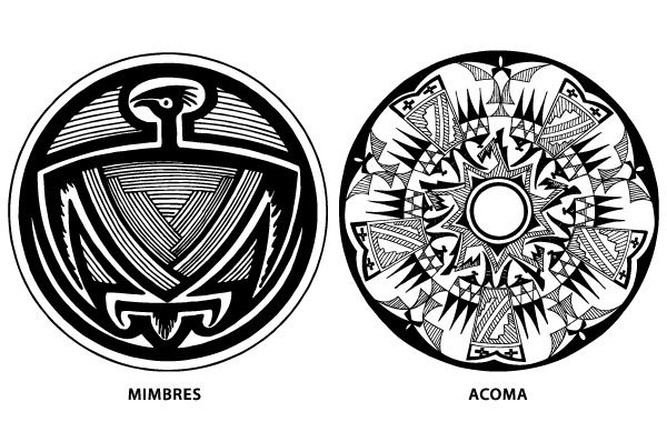 Paar Southwest Native American Pottery Design Vektoren