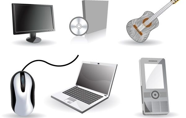 Conjunto de seis ícones de tecnologia