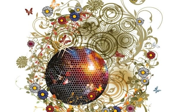 Design de bola de discoteca floral