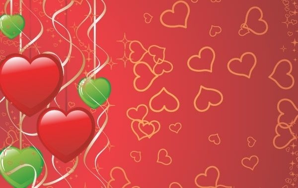 corações verdes e vermelhos dos namorados