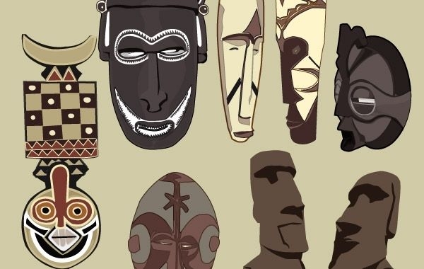 Vector de máscaras antiguas