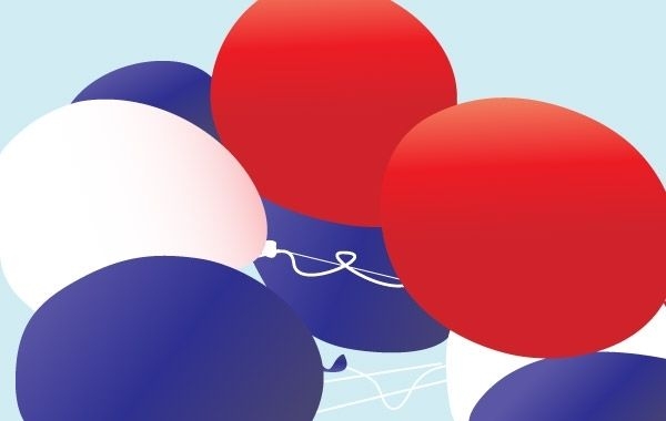 Vetor de balões patrióticos vermelhos brancos e azuis
