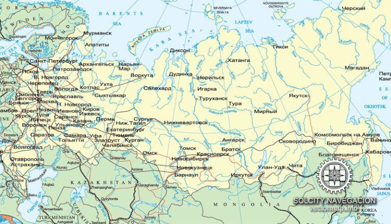 Free vector map of Russia in Corel Draw