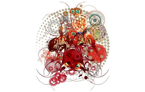 Arte vectorial abstracto rojo Swirly