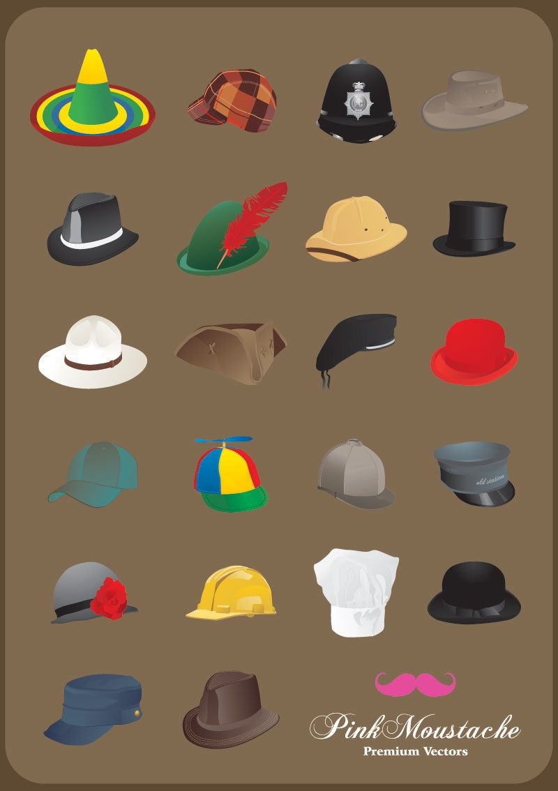 Coleção de chapéus ilustrados