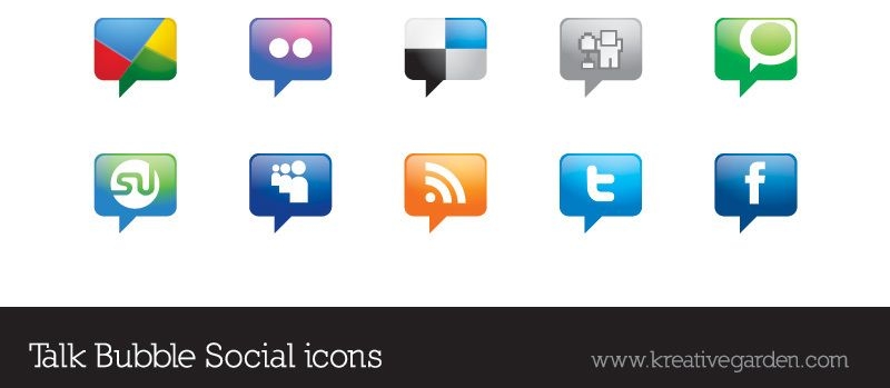 Iconos del vector social de la burbuja del discurso