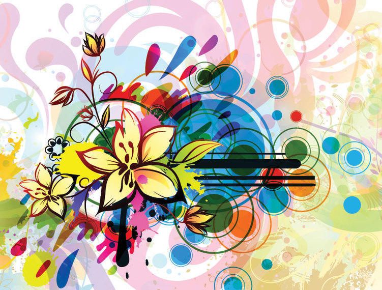 Colorful floral background with abstract shapes Colorful floral background with abstract shapes