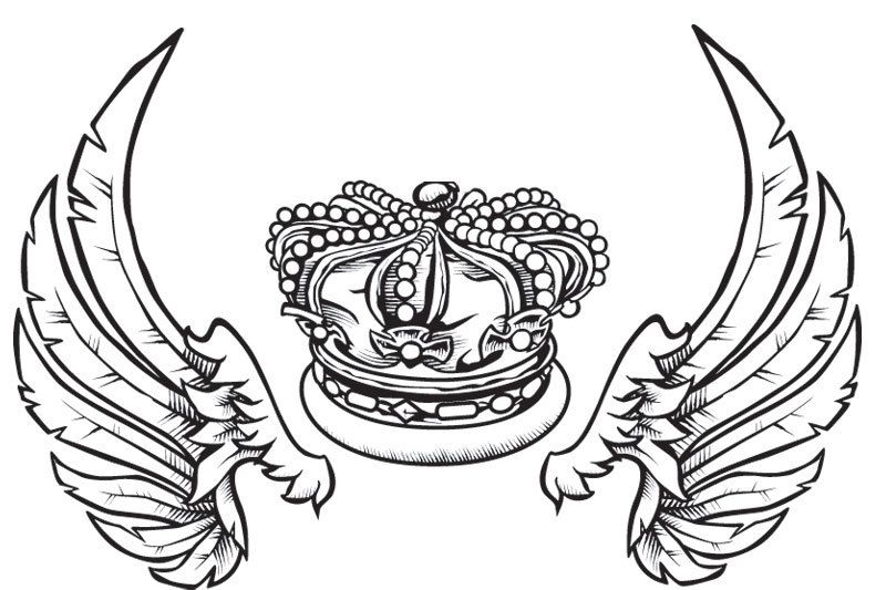 Vector de corona y alas