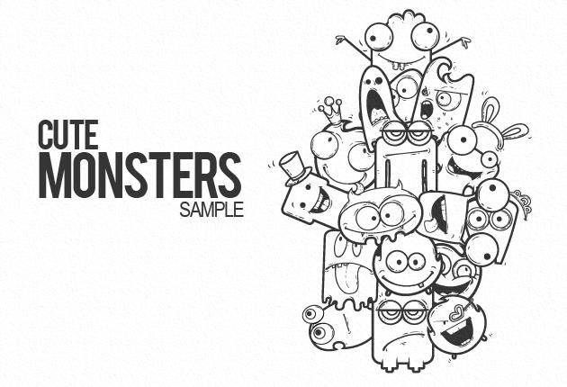 Cute illustrated monster cartoons Cute illustrated monster cartoons