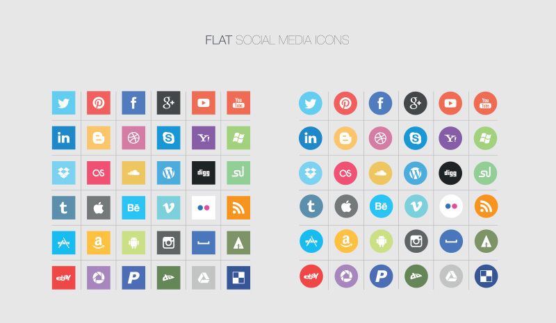 Download Free Quality Flat Social Media Icons - Vector download