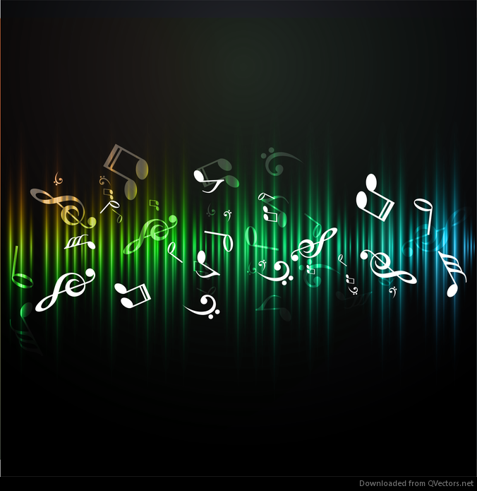 Dark background with music notes - Vector download