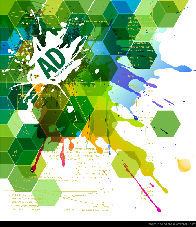 Hexagonal abstracto con pintura Splat ilustración vectorial